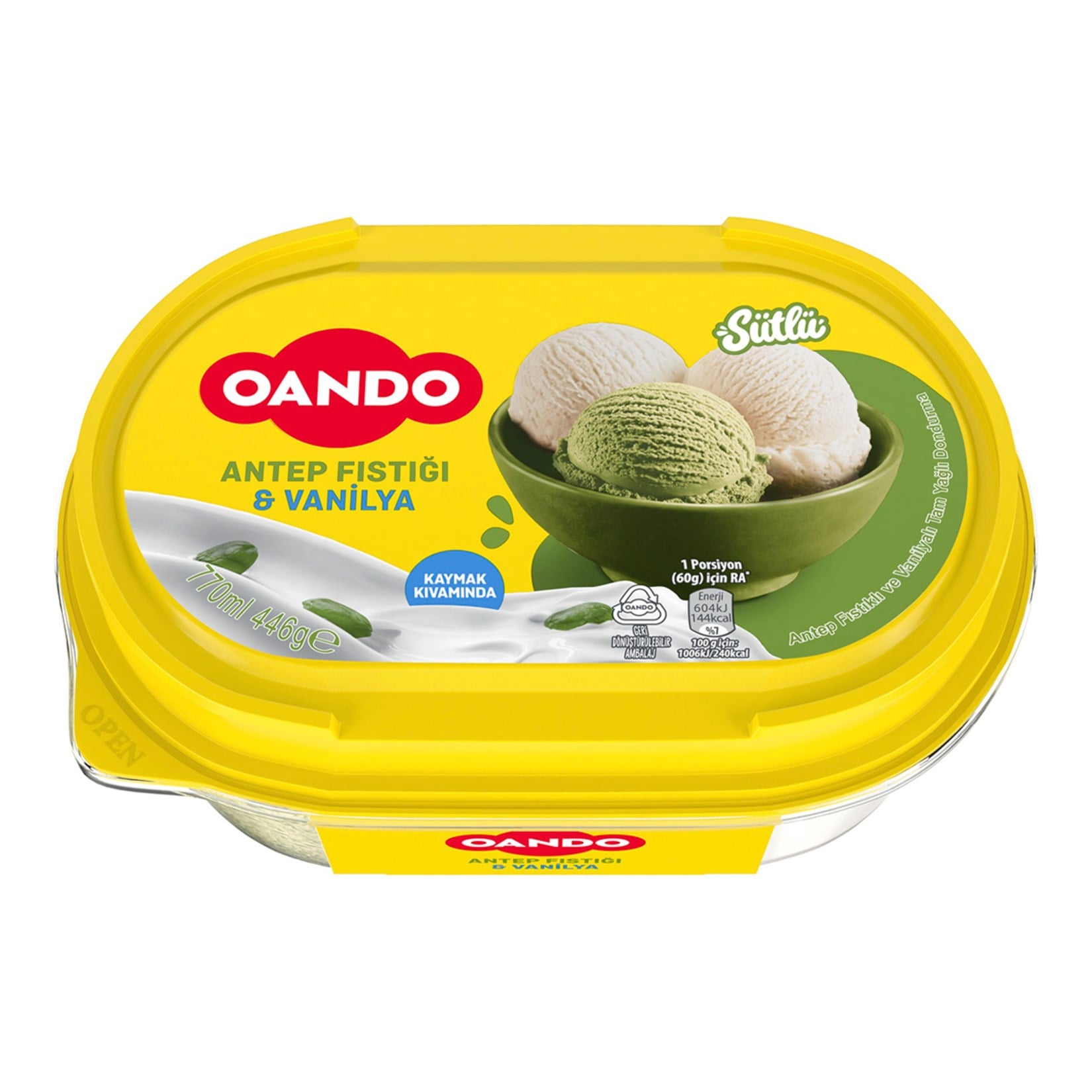 DondurmaOando Tub Antep Fıstık Vanilya 770 ml