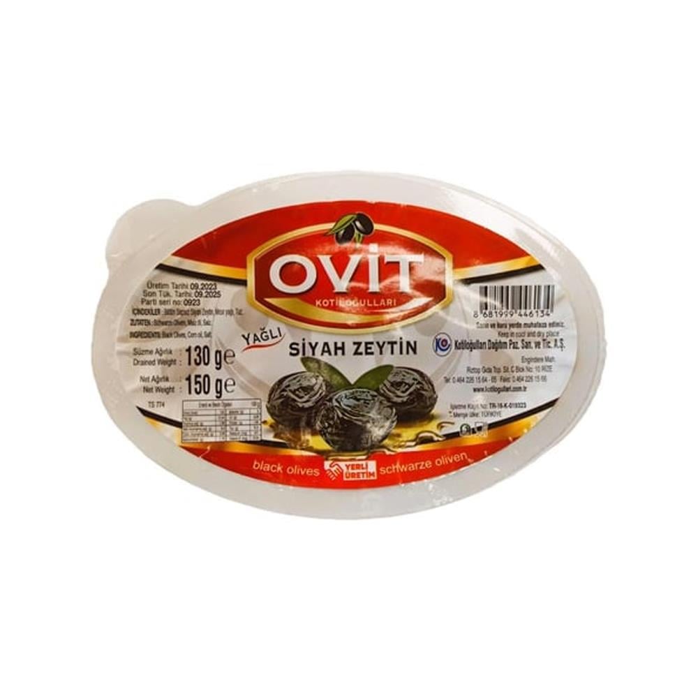 Siyah ZeytinOvit Yağlı Siyah Zeytin 150 gr Vakumlu