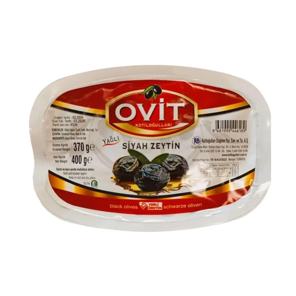 Siyah ZeytinOvit Yağlı Siyah Zeytin 400 gr Vakumlu