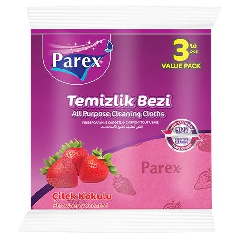 Temizlik BeziParex Rengarenk Tem Bezi Çilek Kokulu 3 lü