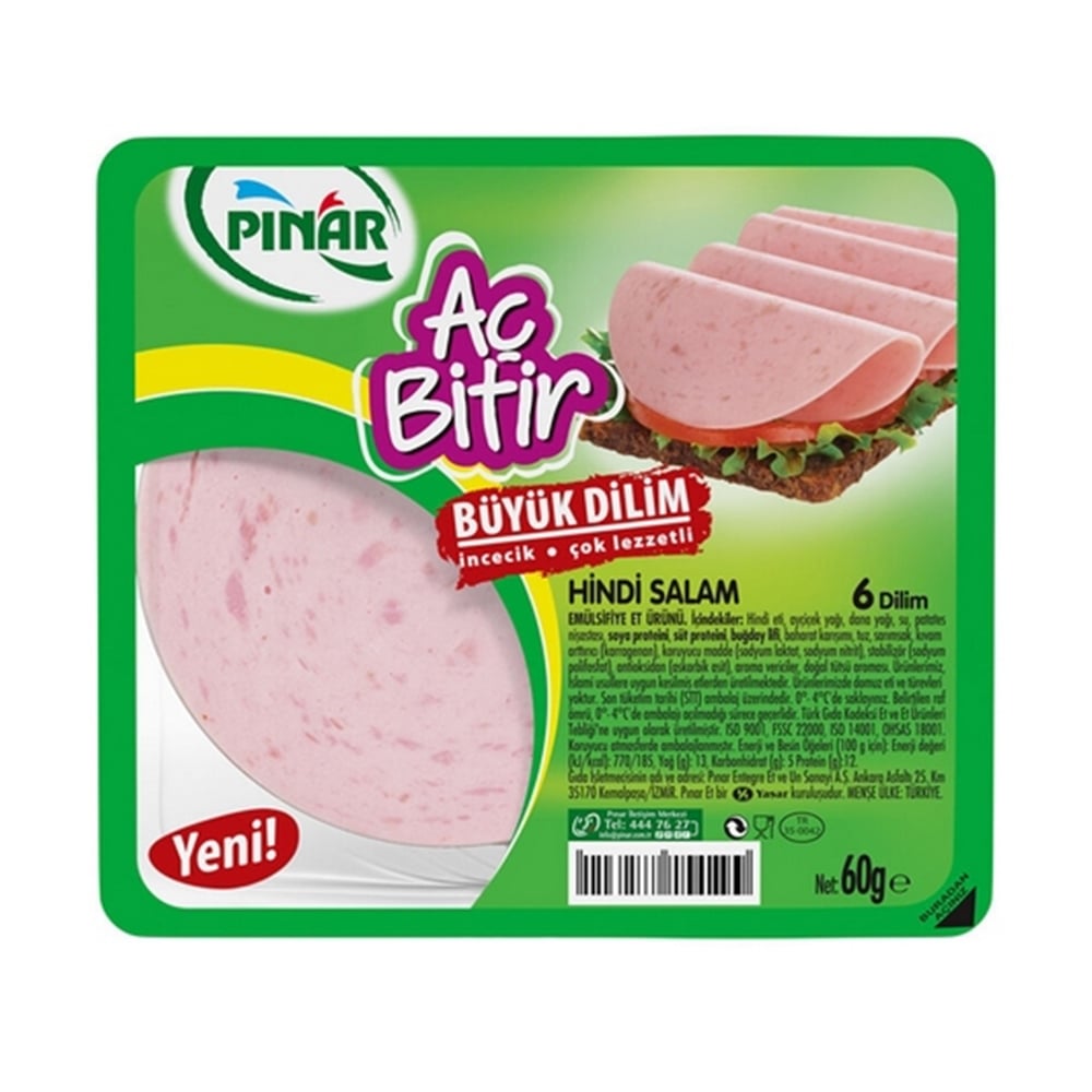 Pınar Aç Bitir İnce Büyük  6 Dilim Hindi Salam
