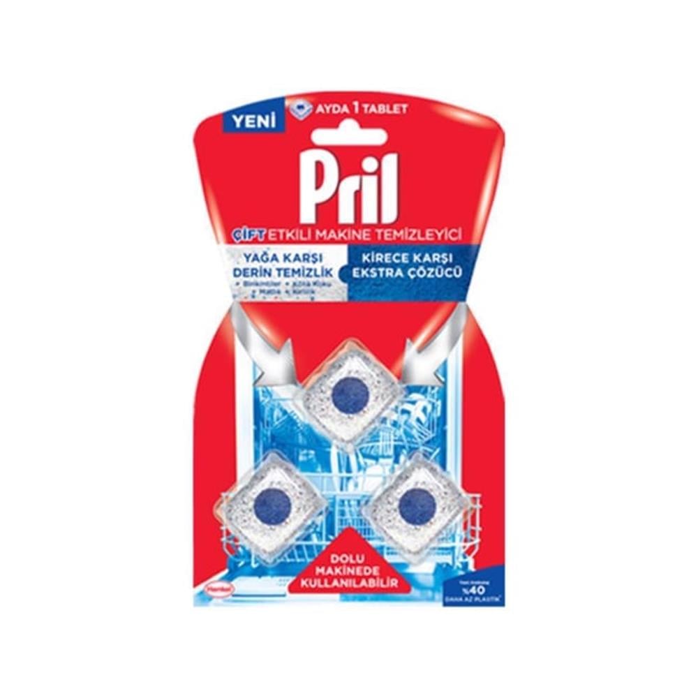 Bulaşık Makinesi TemizleyiciPril Makine Temizleyici Çift Etki 3x19 Gr
