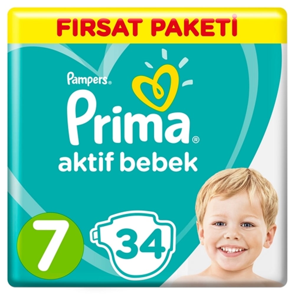 Prima Aktif Bebek Bezi Fırsat Paketi 7 Beden Large 34 Adet
