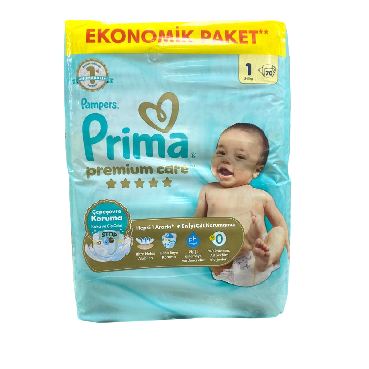 Bebek BezleriPrima Bebek Bezi Premium Care 1 Beden Yeni Doğan 2-5 kg 70 li