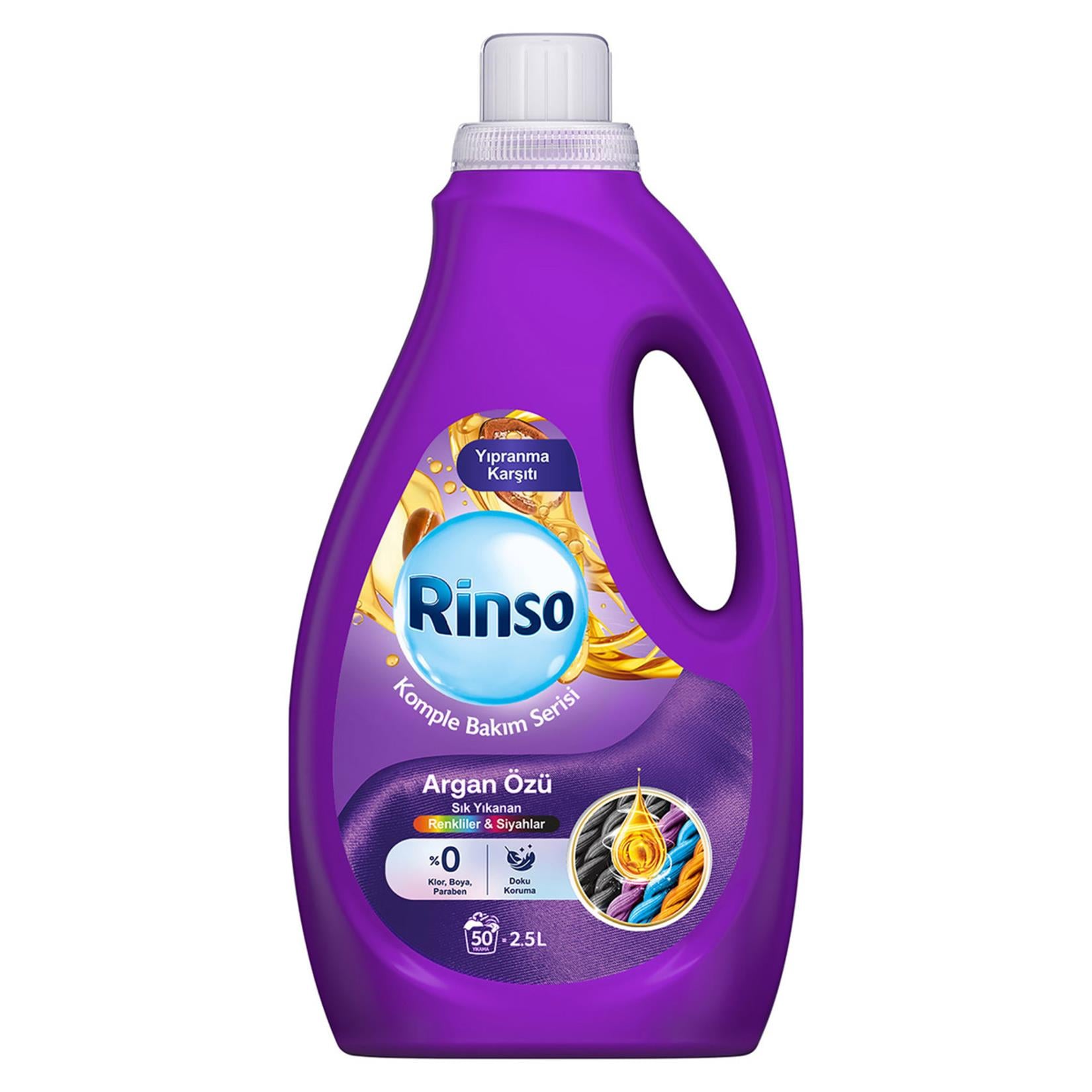 Sıvı Çamaşır DeterjanıRinso Sıvı Çamaşır Deterjanı Komple Bakım Serisi Argan Özü Renkliler&Siyahlar 2.5 lt