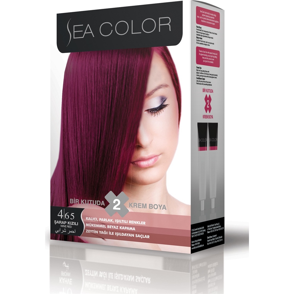 Sea Color Saç Boyası Şarap Kızılı Set Boya 4.65