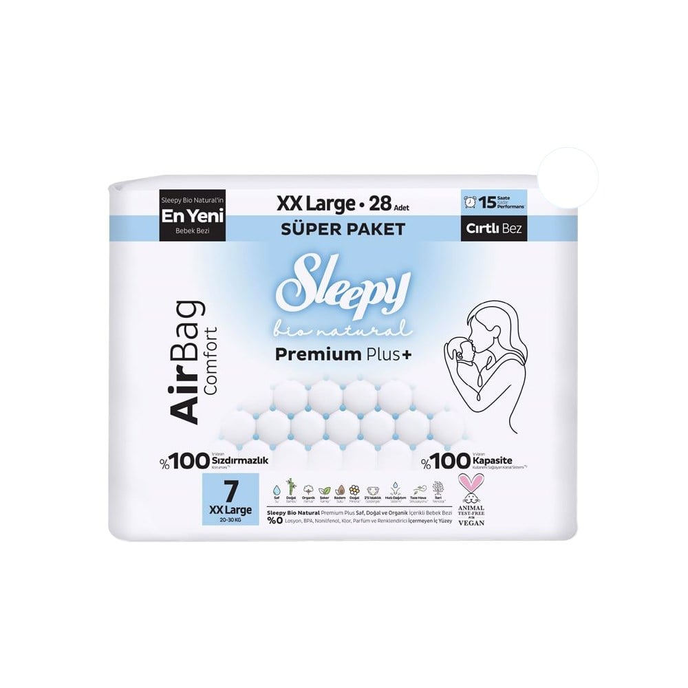 Bebek BezleriSleepy Bio Natural Airbag Comfort Bebek Bezi 7 Numara XXLarge 28 Adet