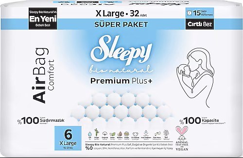 Bebek BezleriSleepy Bio Natural Airbag Comfort Bebek Bezi 6 Numara XLarge 32 Adet