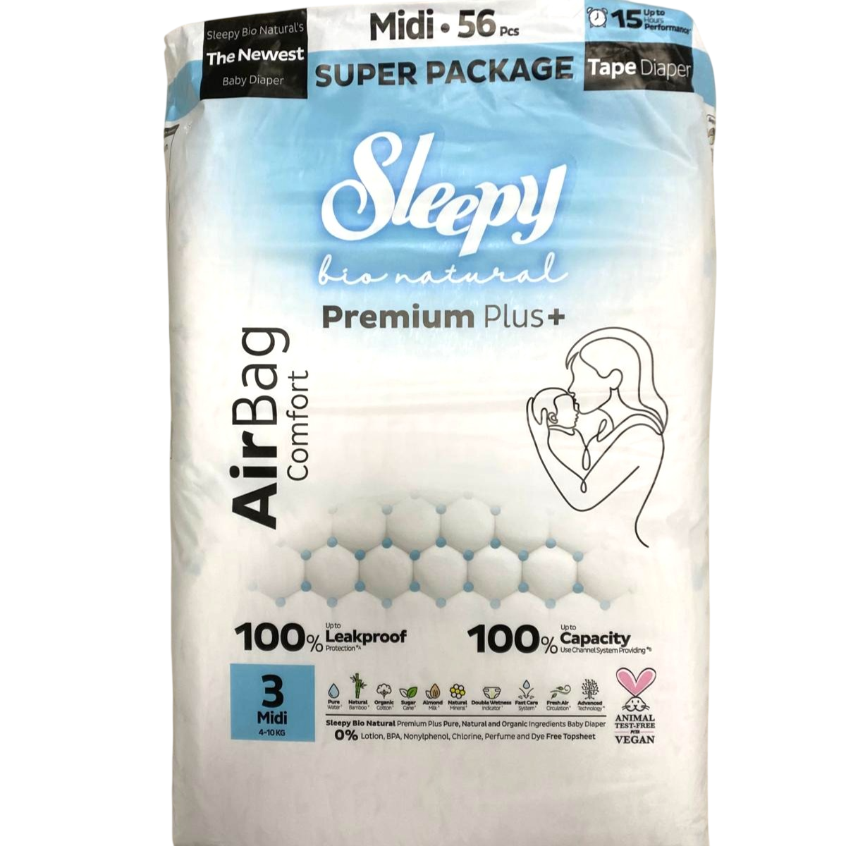 Bebek BezleriSleepy Bio Natural Airbag Comfort Bebek Bezi 3 Numara Midi 56 Adet