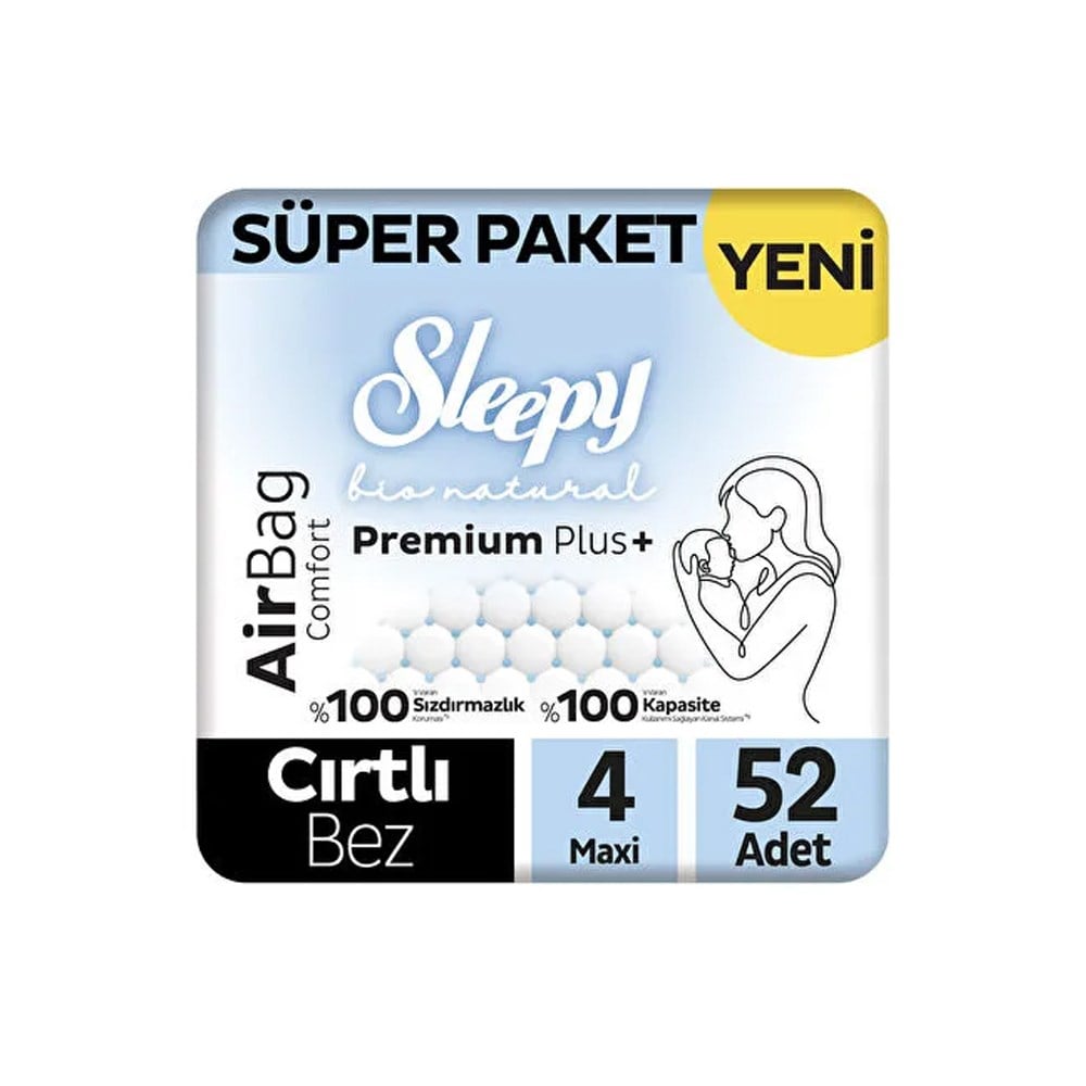 Bebek BezleriSleepy Bio Natural Airbag Comfort Bebek Bezi 4 Numara Maxi 52 Adet