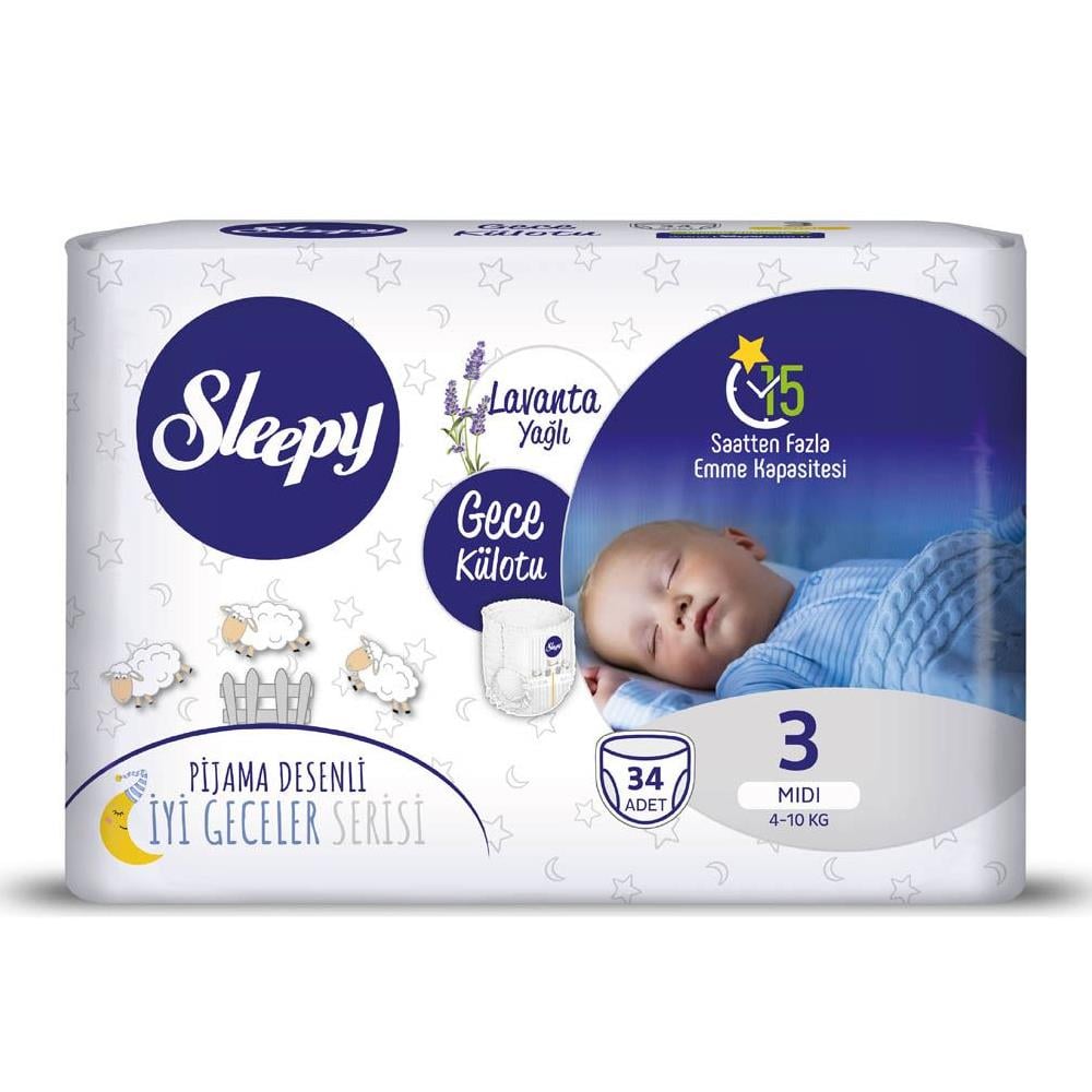 Külot BezSleepy Gece Külotu Midi (3) 34 Adet 4-10