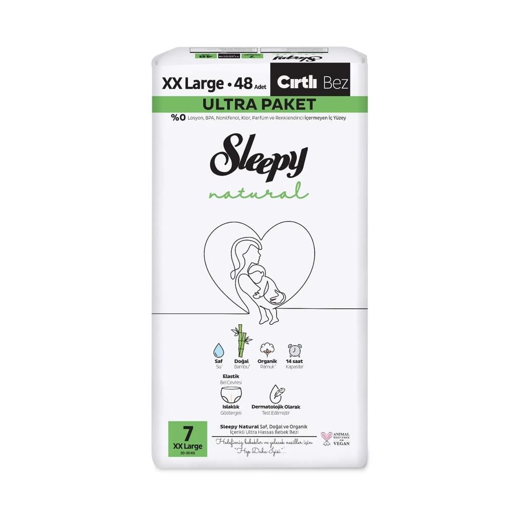 Bebek BezleriSleepy Natural Ultra Paket Bebek Bezi XXlarge No:7 20-30 kg 48 Adet