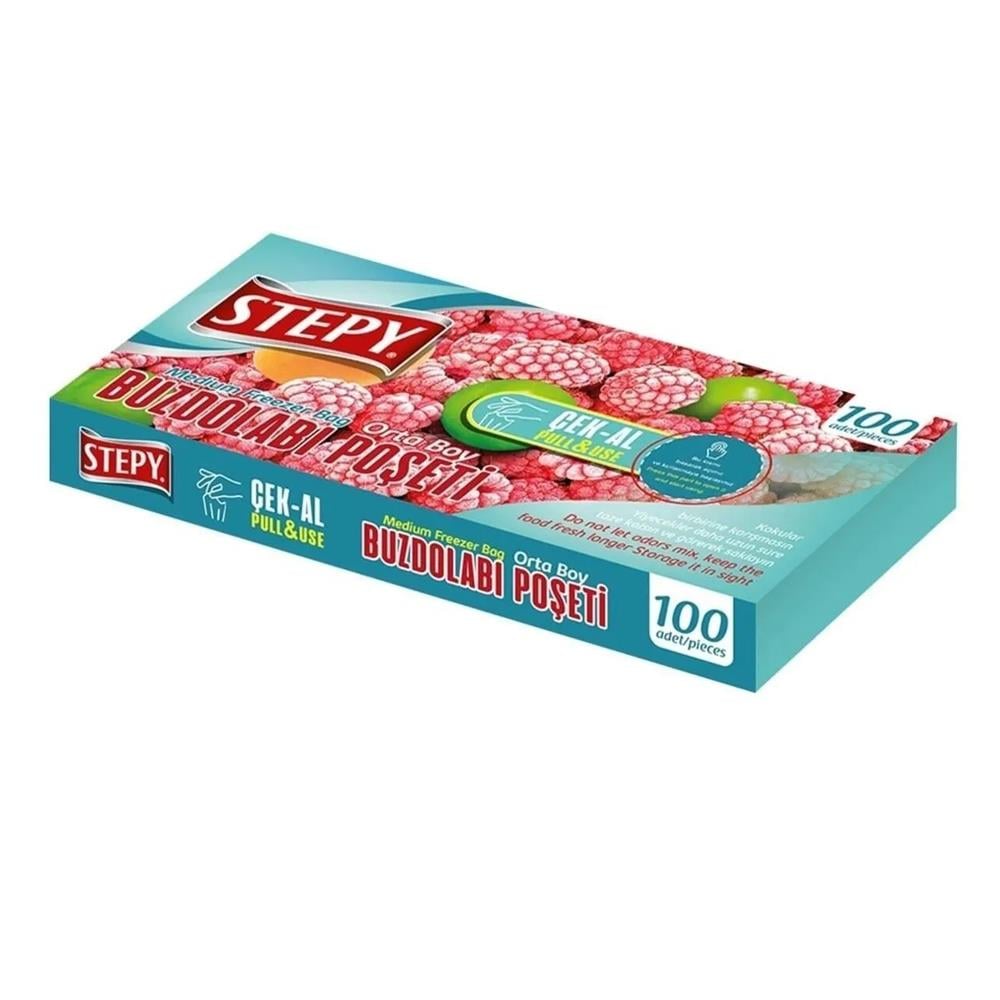 Buzdolabı PoşetiStepy Pratik Çek-Al Buzdolabı Poşeti Orta Boy 100 Adet