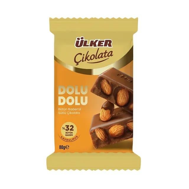 ÇikolataÜlker Çikolata Dolu Dolu %32 Bütün Bademli Tablet 80 Gr