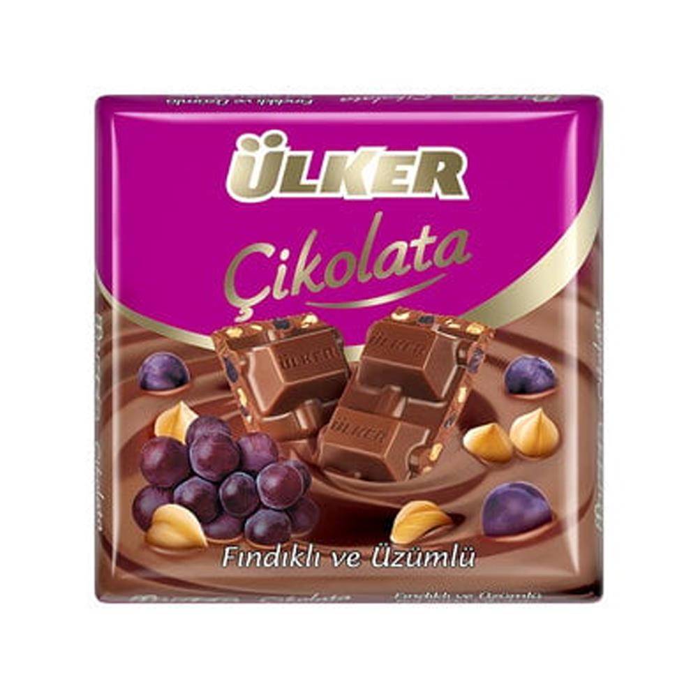 ÇikolataÜlker Çikolata Fındıklı Üzümlü 60 gr Kare