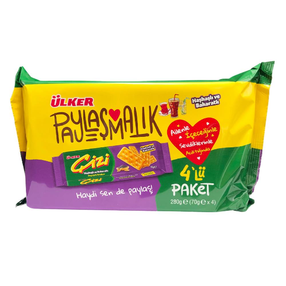 KrakerÜlker Çizi 4'lü Paket 280 Gr Haşhaşlı ve Baharatlı