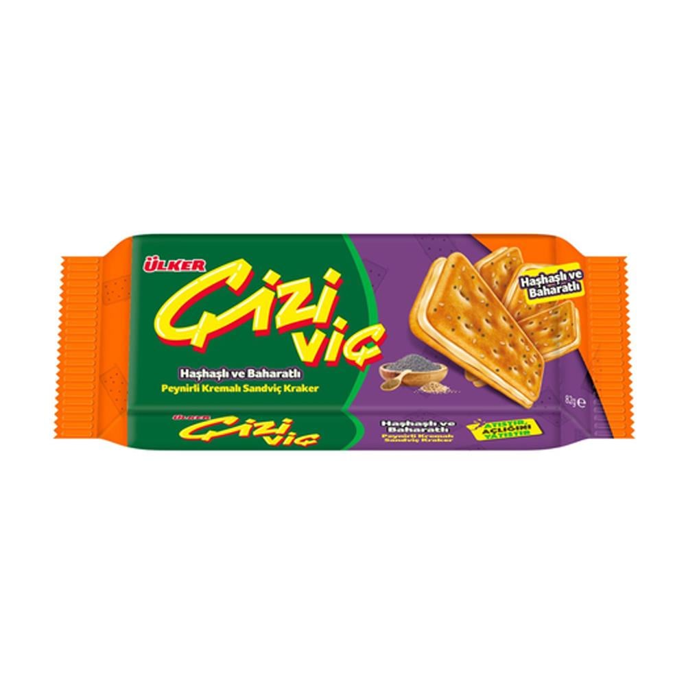 KrakerÜlker Çizi Kraker Bisküvi Haşhaşlı ve Baharatlı 70 Gr