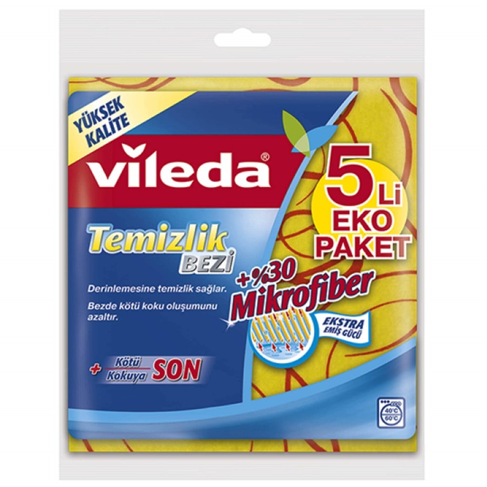 Vileda %30 Mikrofiber Düz 5+1 Li Temizlik Bezi