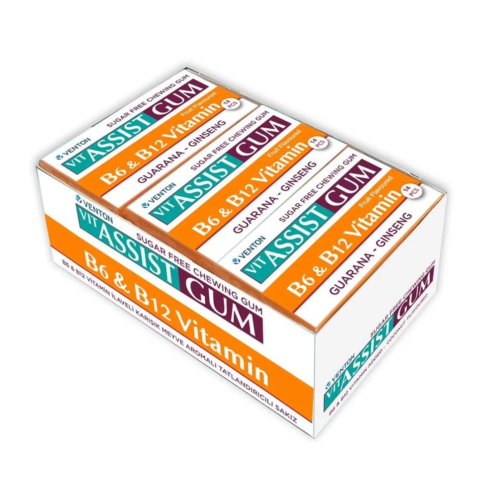 SakızVit Assist Gum B6 & B12 Vitamini,Karışık Meyve Aromalı Sakız