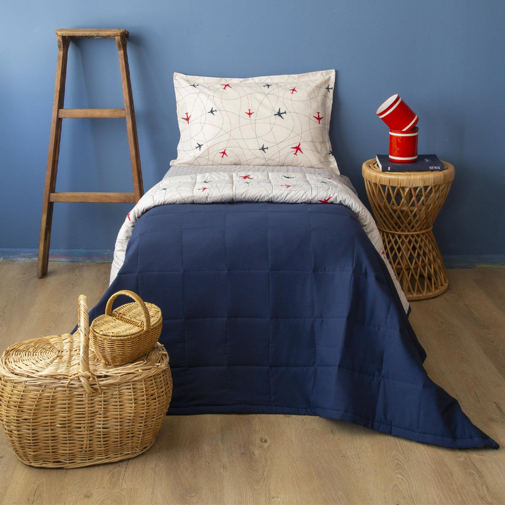 Apricitas Plane Yatak Örtülü  Çarşaf  Set Tek Kişilik