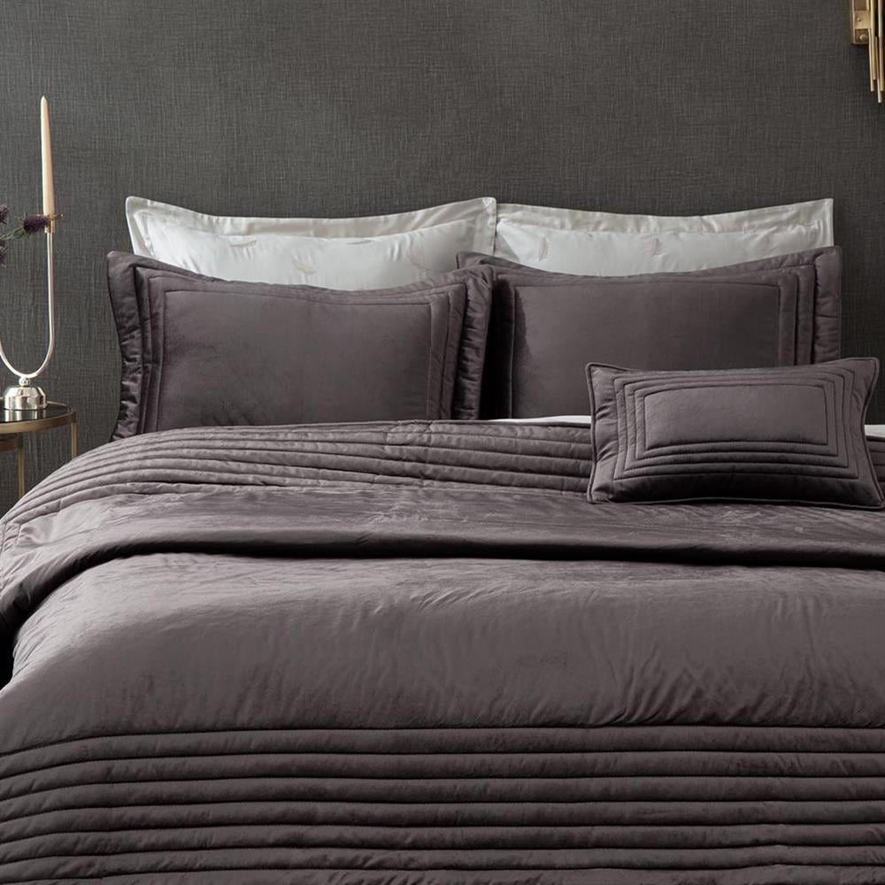 Ecocotton Yatak Örtüsü Takımı Çift Kişilik Antrasit Feza 240x260