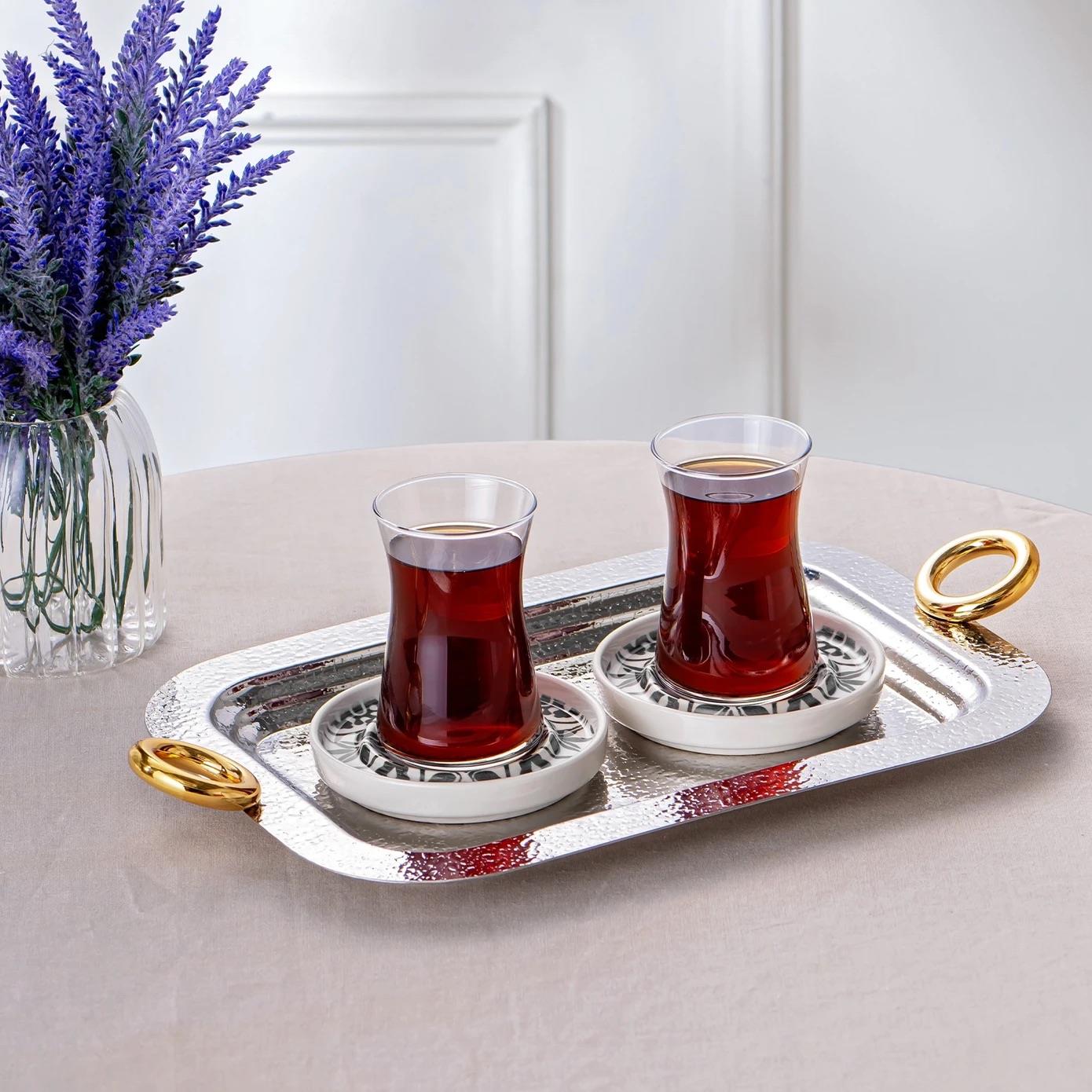 Emsan Akasya Gold Çay Tepsisi