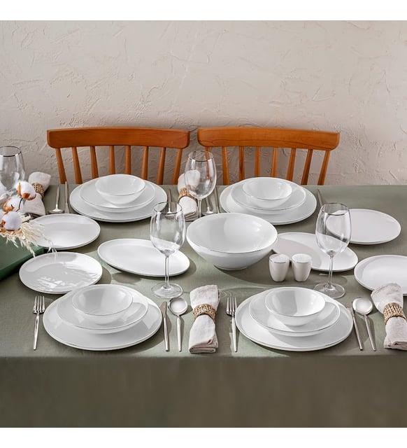 Emsan Alya Beyaz Platin 53 Parça 6 Kişilik Yemek Takımı