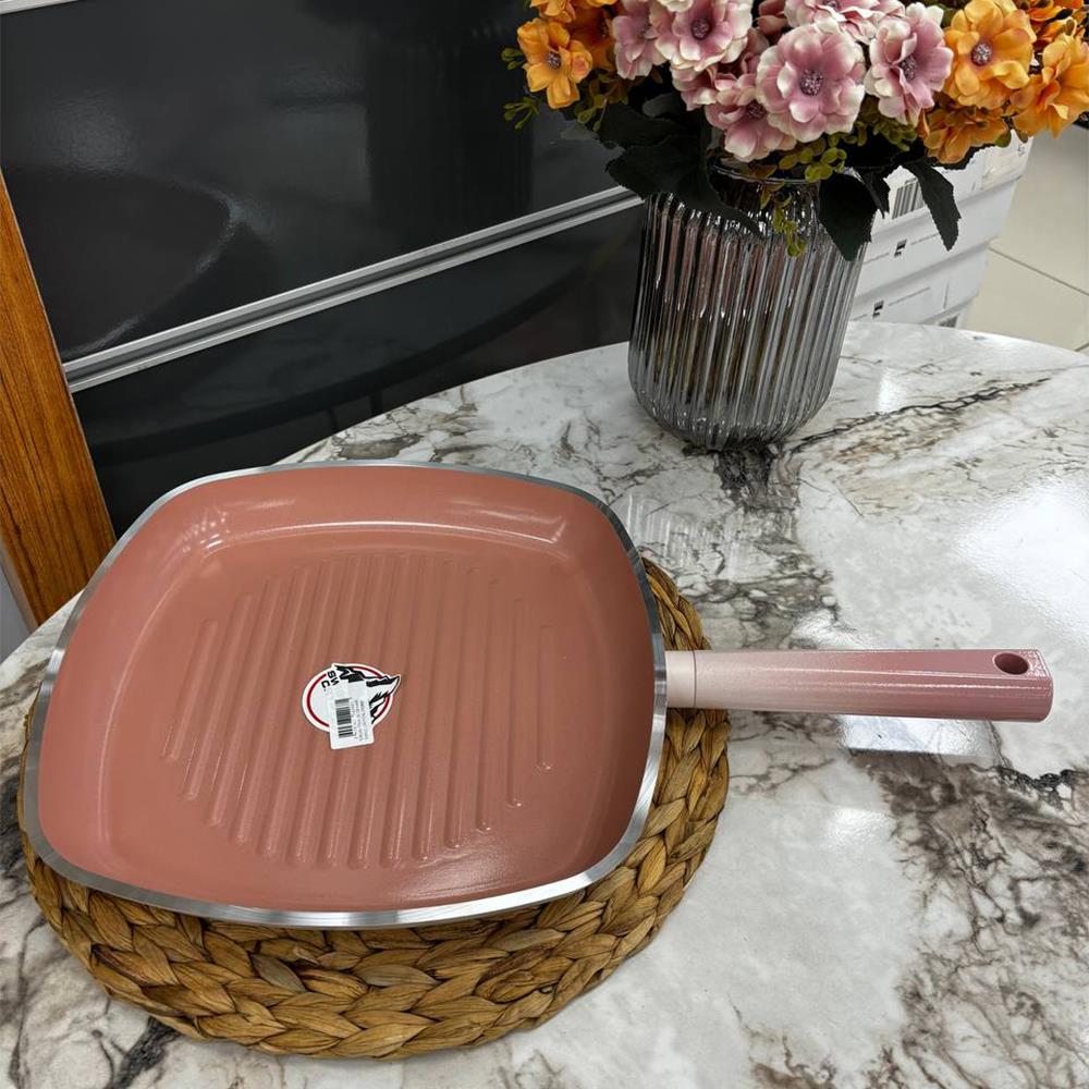 Emsan Swiss Crystal Kare Tava 28 cm Pembe