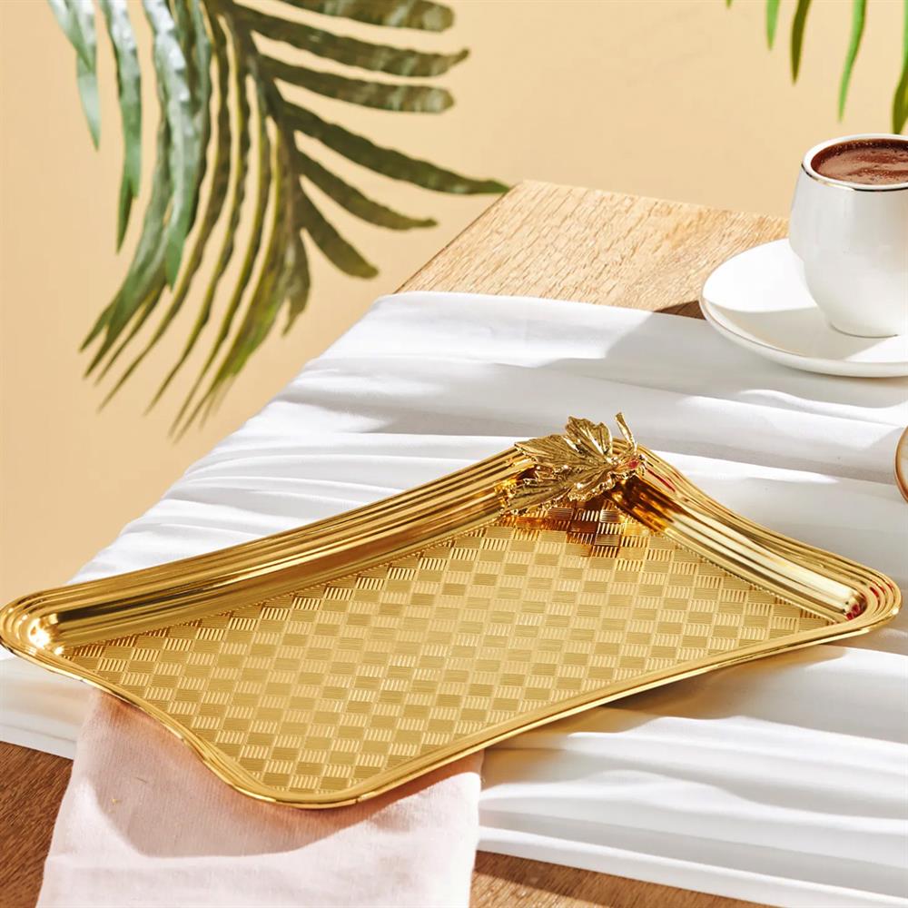 Emsan Tepsi Dikdörtgen Gold Leafy
