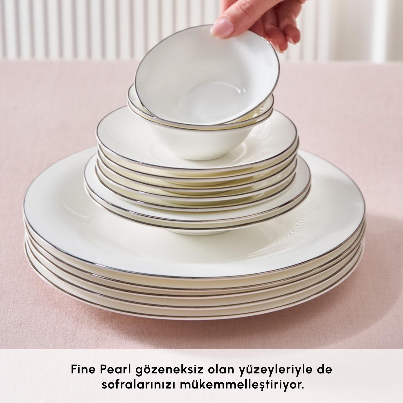 Karaca Fine Pearl Fame 26 Parça 6 Kişilik Kahvaltı Takımı Platin