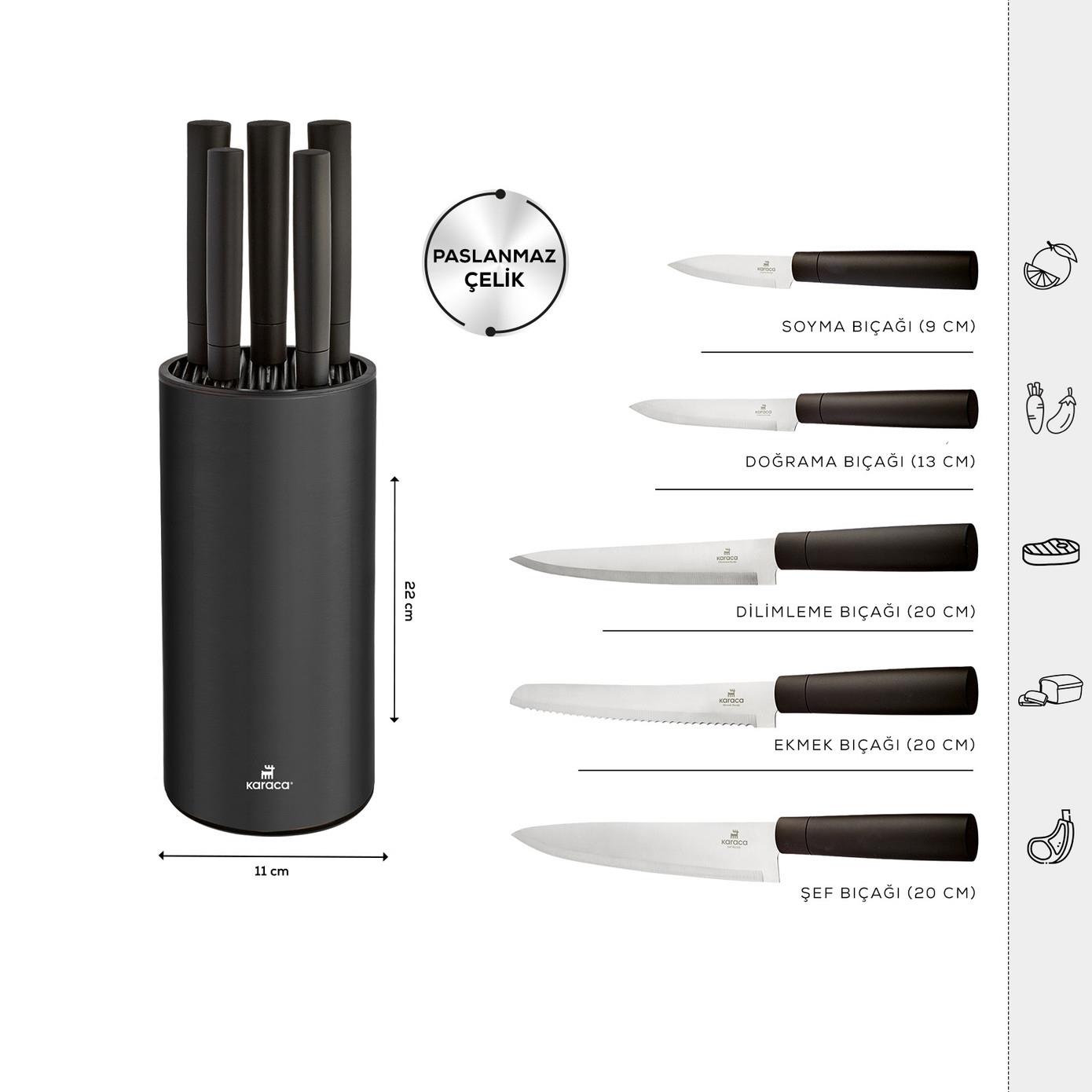 Karaca Roscar Black 6 Parça Bıçak Seti