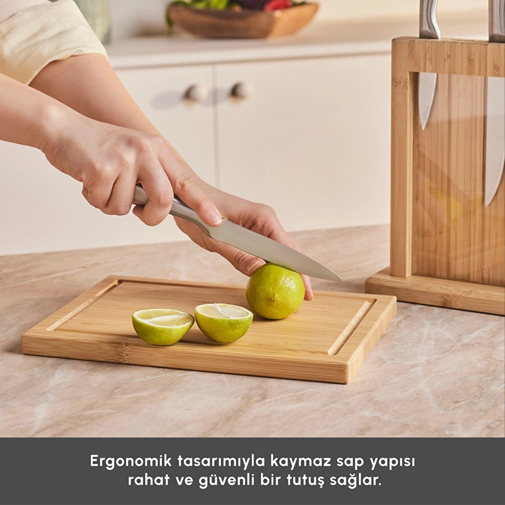 Karaca Samuray Nagoya Vigor Japon Çeliği 7 Parça Bıçak Seti Ve Kesme Tahtası