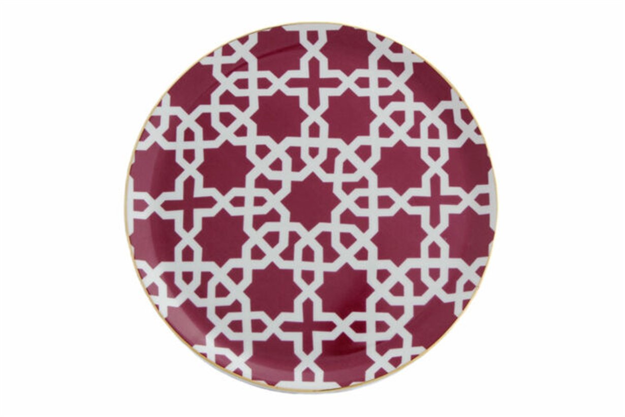 Porland Morocco Desen5 Fuşya Düz Tabak 24cm