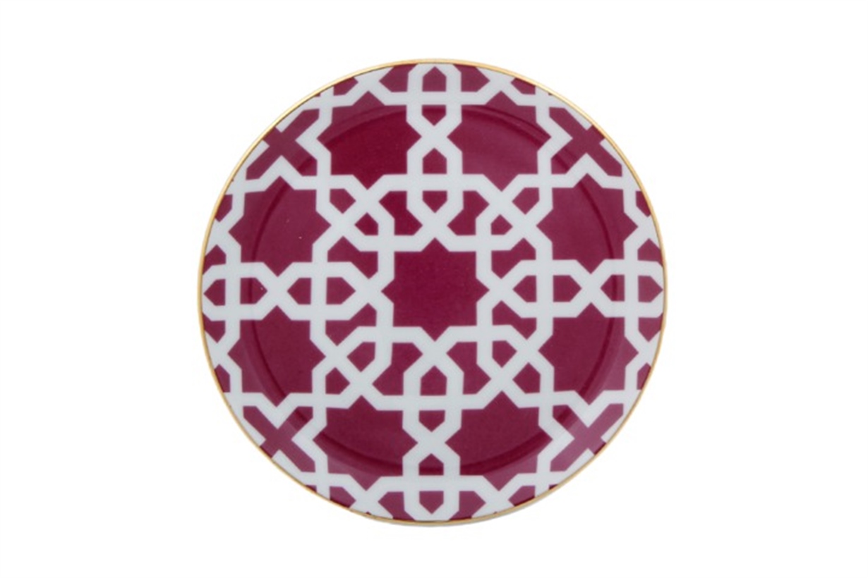Porland Morocco Desen5 Fuşya Düz Tabak 17cm