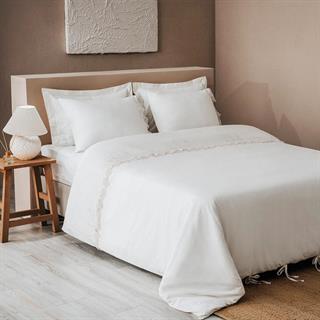 Ecocotton Amanda Çift Kişilik Nevresim Takımı Organik Pamuk Keten Krem