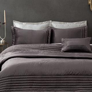 Ecocotton Yatak Örtüsü Takımı Çift Kişilik Antrasit Feza 240x260 %100 Organik