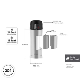 Hobi & EğlenceSpor & OutdoorTermosKişisel TermosKaraca Pluton Çelik Sızdırmaz Termos Inox 450 mlKaraca Pluton Çelik Sızdırmaz Termos Inox 450 ml