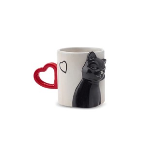 Karaca Love Cat Kalpli 2li Kupa 310 ml
