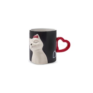 Karaca Love Cat Kalpli 2li Kupa 310 ml