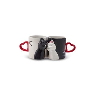 Karaca Love Cat Kalpli 2li Kupa 310 ml