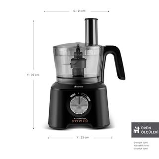 Karaca Mastermaid Power Max 11 in 1 Mutfak Robotu 2500W Matte Black Silver