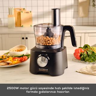 Karaca Mastermaid Power Max 11 in 1 Mutfak Robotu 2500W Matte Black Silver