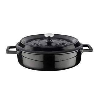 Lava Döküm  Tencere Kısa 24 cm  - Siyah