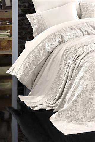 Nazik Nevresim Pike Set CK Bej Valeria