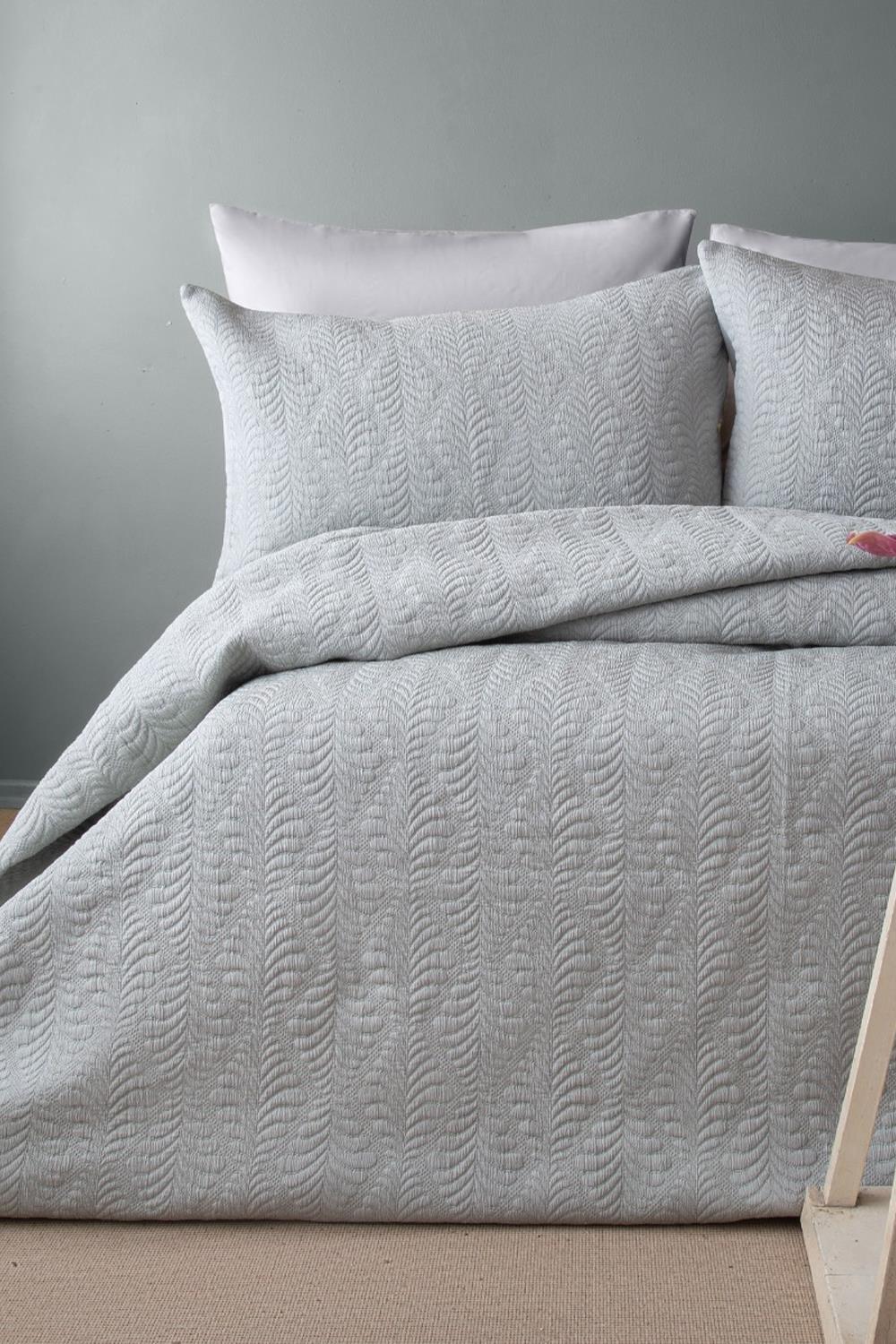 Apricitas  Bourbon Gri Tek Kişilik Yatak Örtüsü Seti