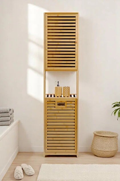 Dıgıthome Banyo düzenleyici Kirli sepeti Bambu Db-0010