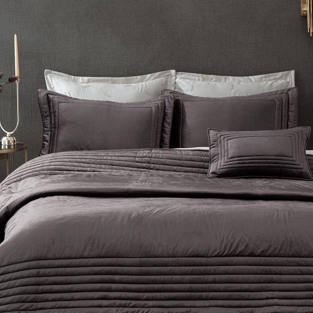Ecocotton Yatak Örtüsü Takımı Çift Kişilik Antrasit Feza 240x260