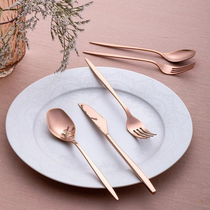 Emsan Bronz Alisa 24 Parça 6 Kişilik Kutulu Çatal Kaşık Bıçak Takımı