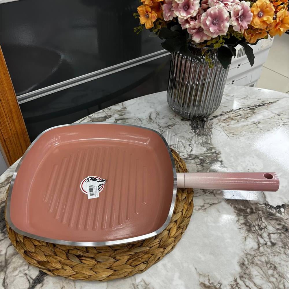 Emsan Swiss Crystal Kare Tava 28 cm Pembe