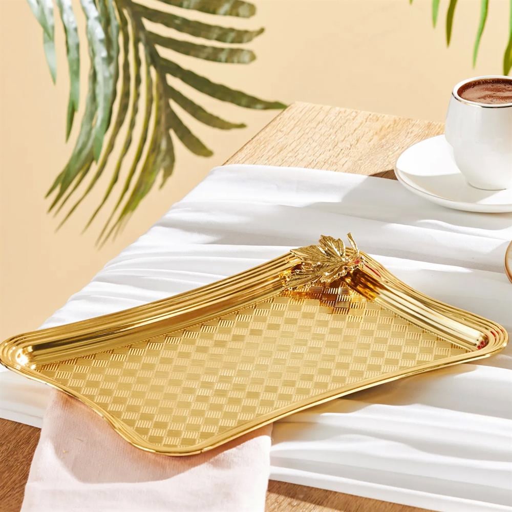 Emsan Tepsi Dikdörtgen Gold Leafy